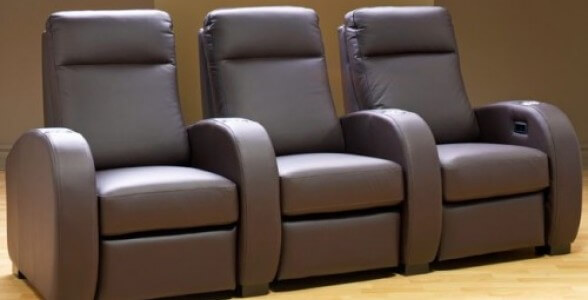 Hilera de 3 Sillones de piel motorizados especiales para Home Theater